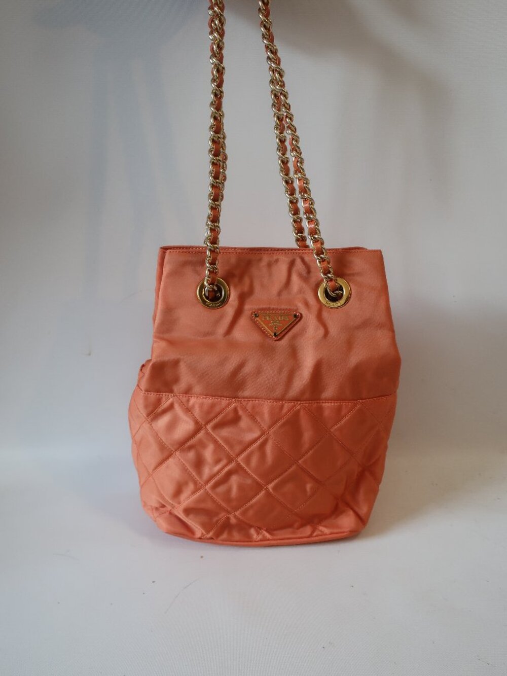 Womens Prada Salmon/Coral Nylon Tote Bag - Picture 2 of 16